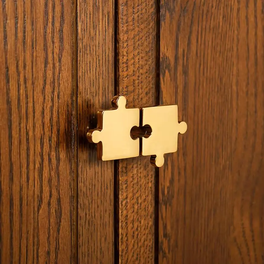 4PCS Solid Brass Creative Puzzle Furniture Pulls Handles Drawer Knobs Cupboard Wadrobe Closet Dresser Cabinet Door Pulls Knobs