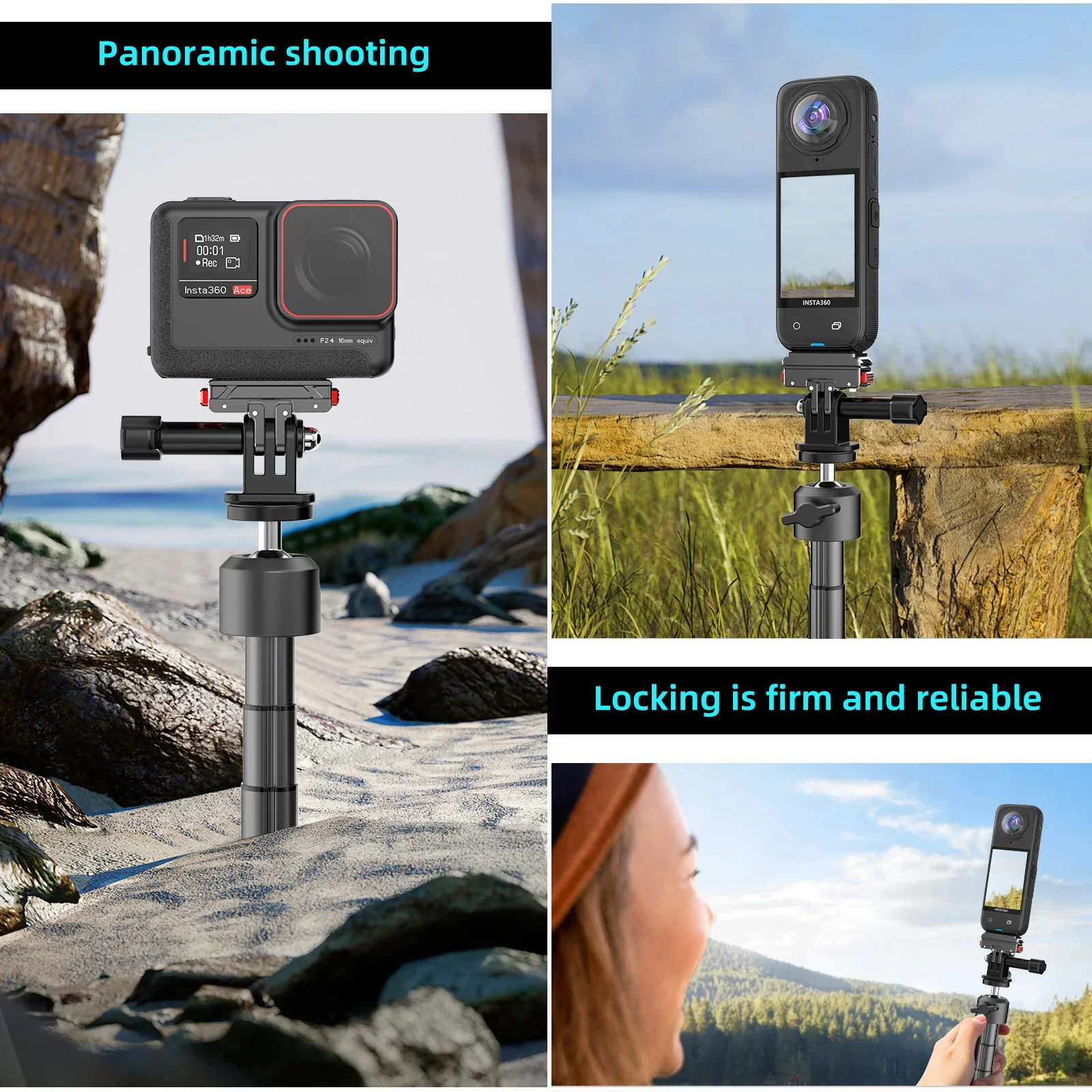 Magnetic Quick Release Adapter for Gopro 12 11 10 Insta360 Ace/Ace Pro ONE X2 Action Camera QR Tripod Adapter Mount Plate