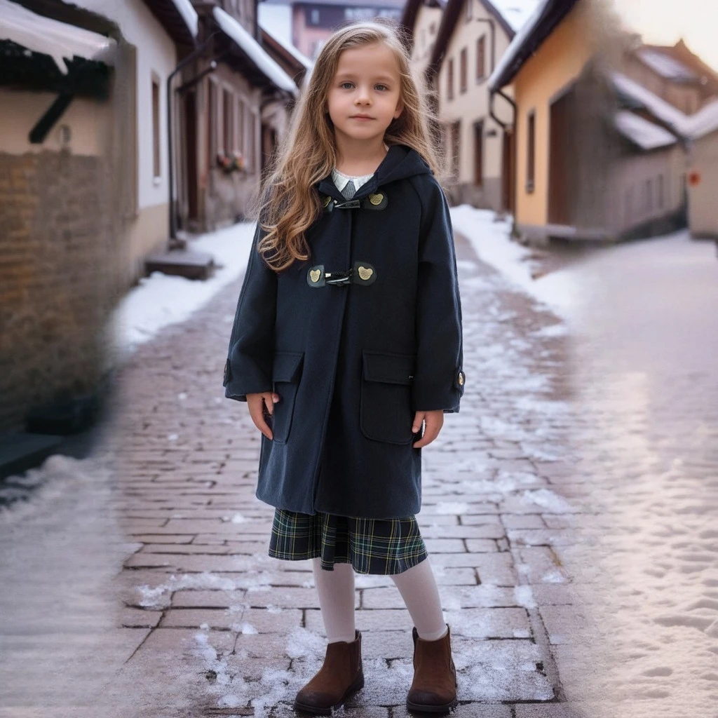 

Школьное детское шерстяное пальто для подростков, длинная куртка в британском стиле для девочек, зимний теплый кардиган на пуговицах с рогами, детская длинная верхняя одежда