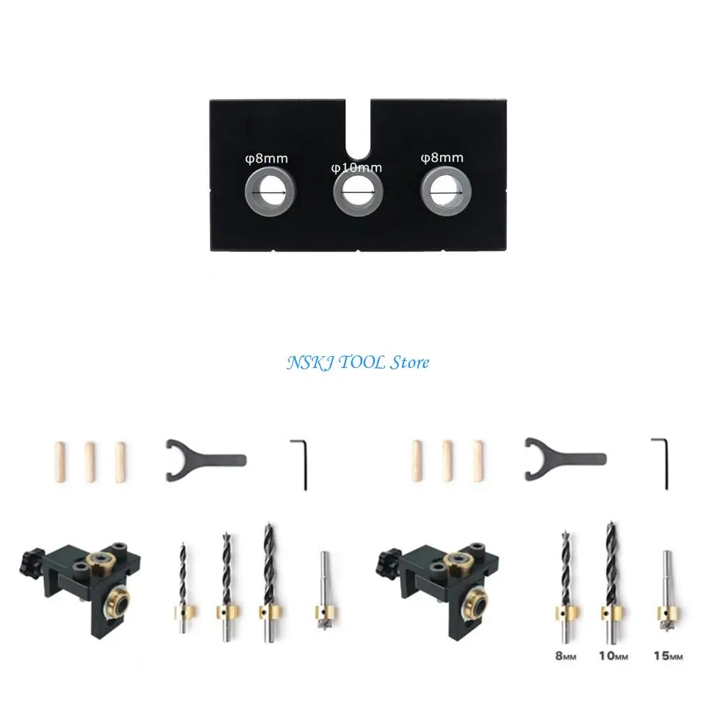 

L8RC 3 in 1 Drilling Locator Puncher Tool,Doweling Jig Drill with 8/10/15mm Hole