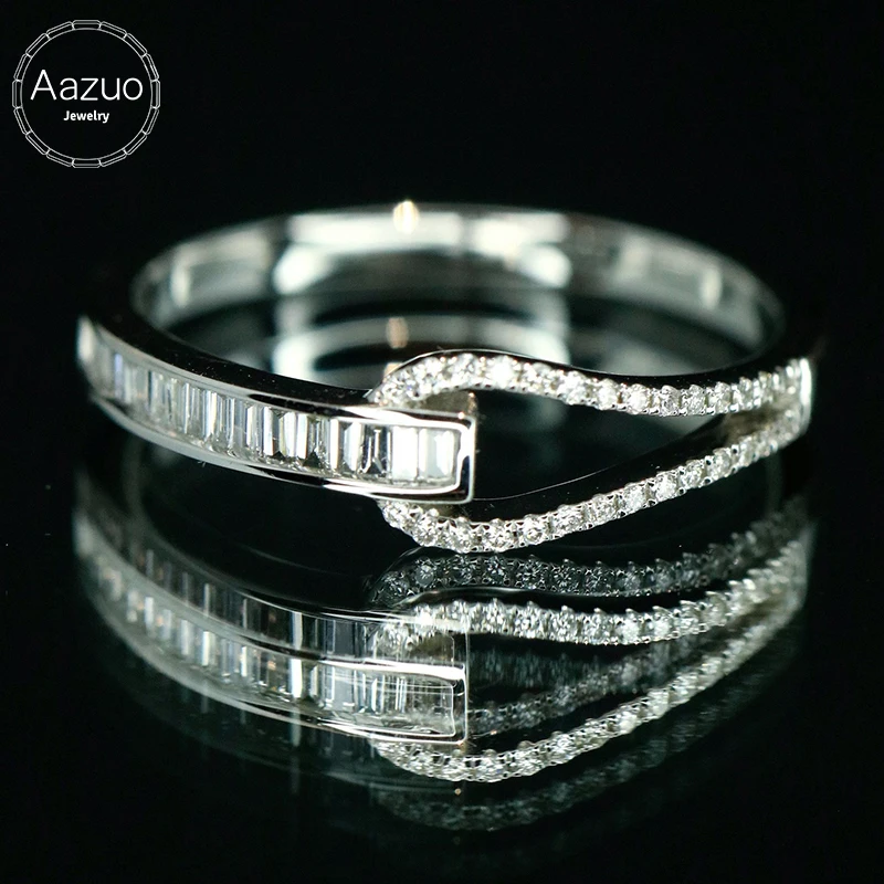 

Aazuo Engagement Ring Luxury Jewelry 18K Solid White Gold Real Diamond 0.22ct Lines Ring Gift For Woman Advanced Banquet AU750