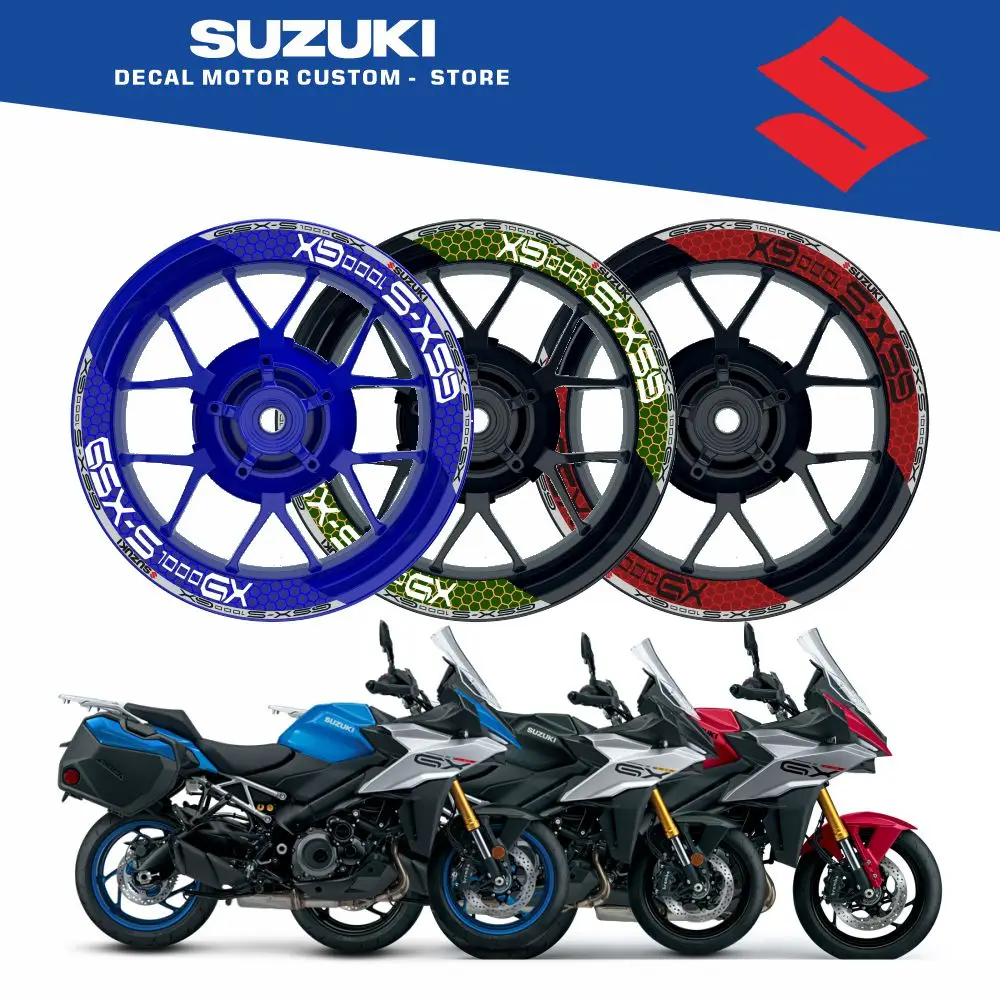 

8 шт. наклейки в полоску для переднего + заднего обода, наклейки на колеса, наклейки из 2 частей для SUZUKI GSX-S1000GX GSXS1000GX +
