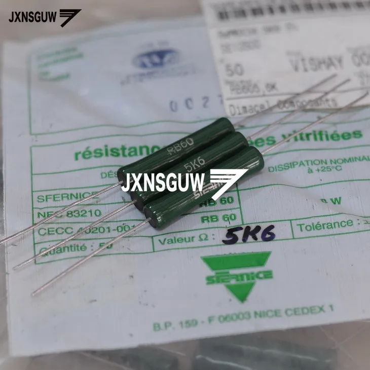 

10PCS NEW VISHAY STERNICE RB60 5% 8W5.6K 6.5X34.5MM wound resistors 8W 5.6K Advanced ceramic resistor 8W5K6 free shipping