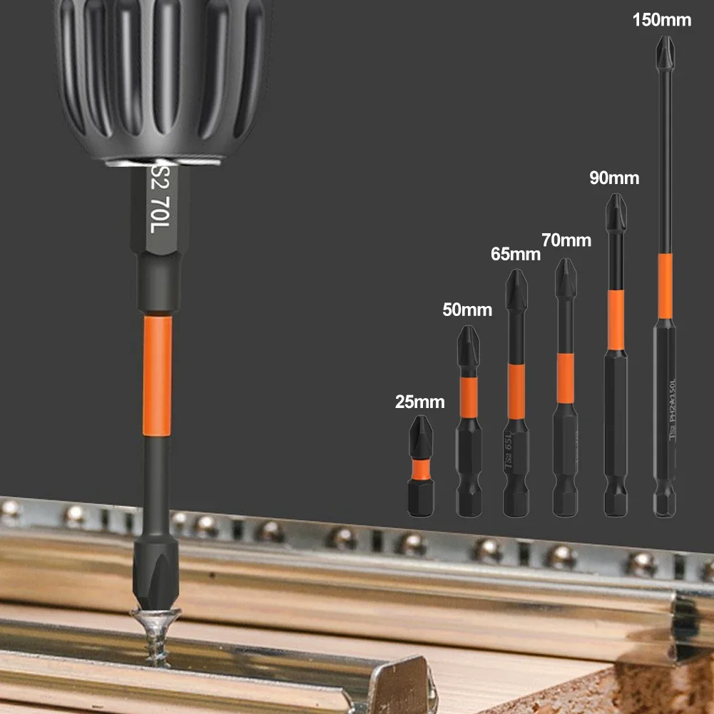 PH2 Screwdriver Set Magnetic Batch Head Impact Strong Cross High Hardness 25/50/65/70/90/150mm Anti Non-slip WaterProof