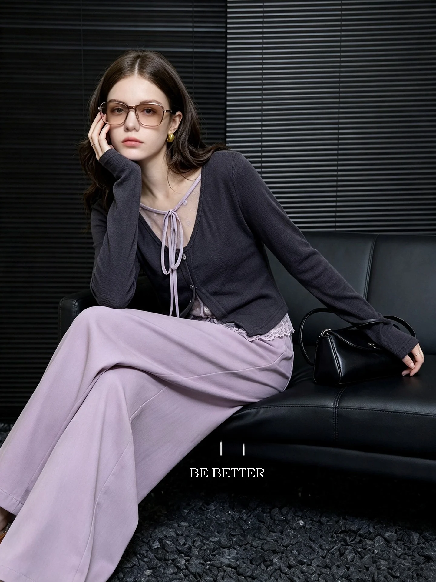 Fashionable Lace Illusion Two-Piece T-Shirt Slim Fit Shoulder Baring Top for Early Autumn Huaappuw Ladies' French Style Tee