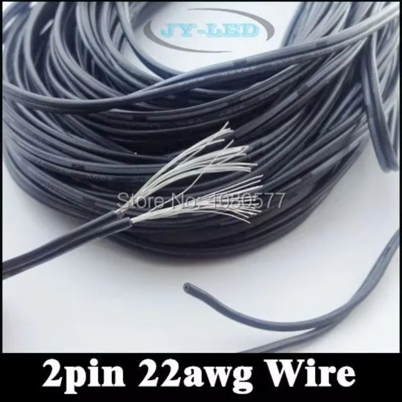 50 meters 22awg Tinned Copper Extension Cable, Black PVC insulated Electric Wire Excellent Quality