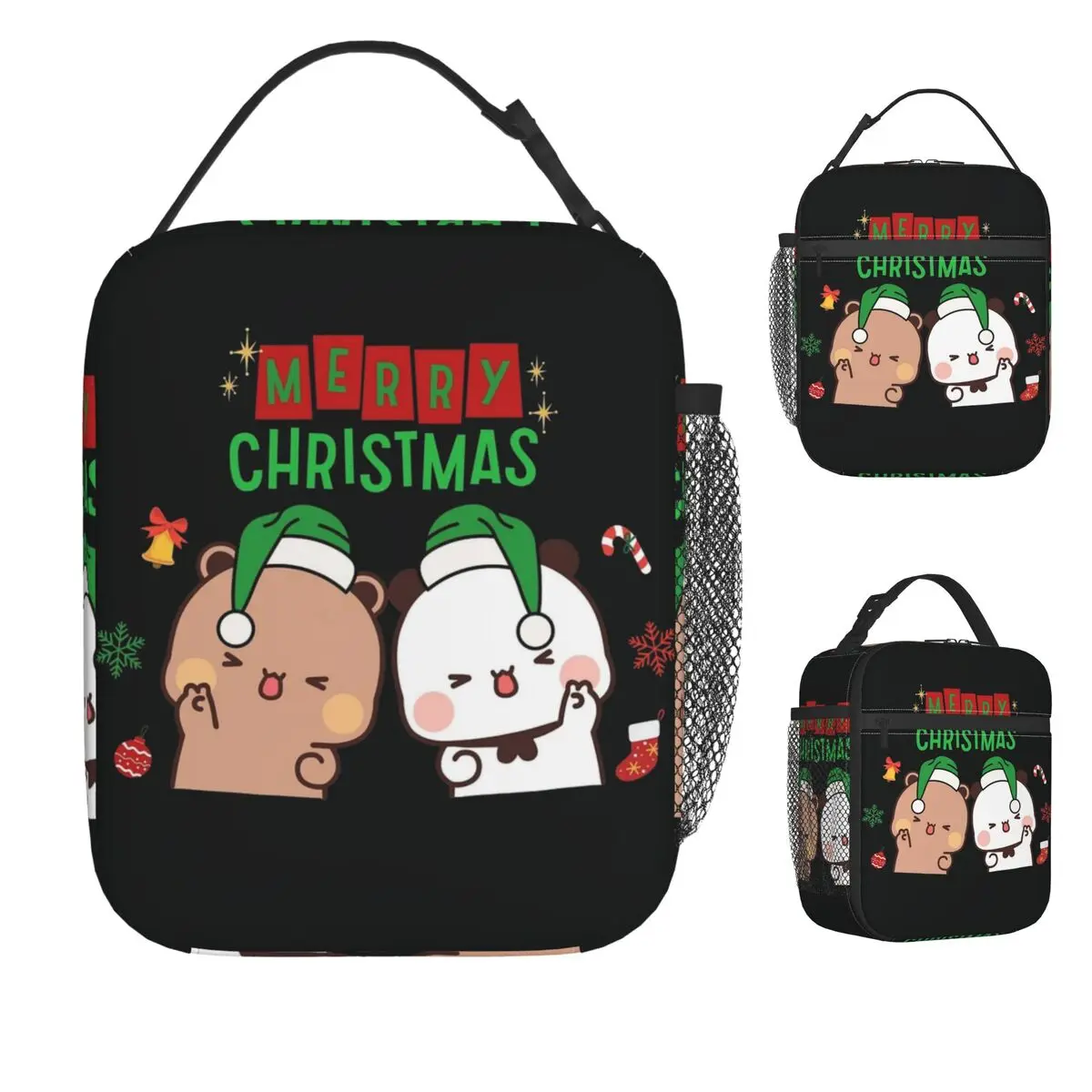 

Bubu и Dudu Merry Christmas Tree Santa Lunch Bag Эстетический ланч-бокс для работы Портативные термосумки для обеда Графическая сумка-холодильник