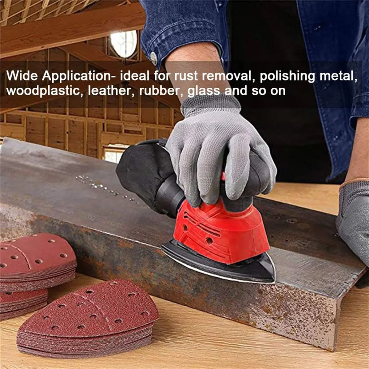 60 folhas de lixa dos pces, folhas de lixa do rato de 11 furos compatíveis com multi- lixadeira 100a/200/18