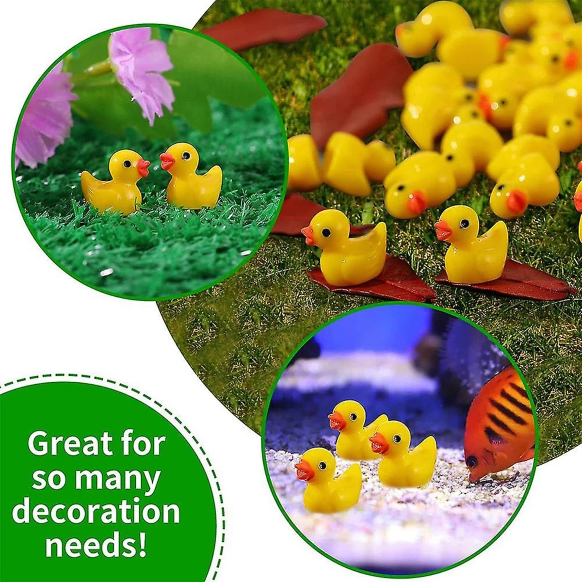 50Pcs Mini Cute Resin Ducks, Tiny Duck Figures Ornament Lovely Black-Eyed Small Resin Plastic Ducks Miniature Yellow Ducks