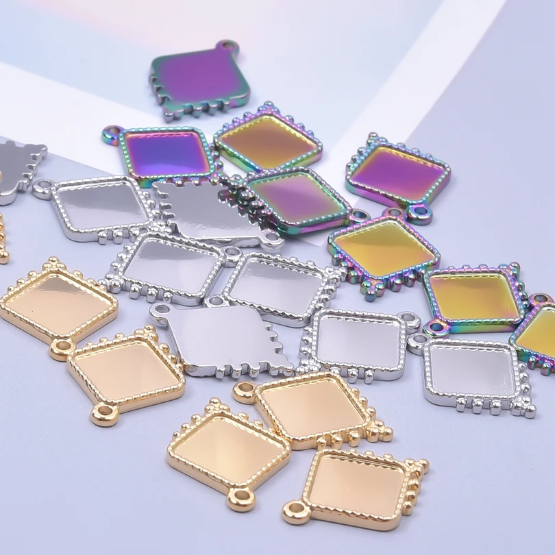 5 teile/los Edelstahl Runde Oval Herzförmige Tablett Anhänger Basis Einstellungen Charms DIY Schmuck Machen Liefert Halskette Ohrring – Detail 2