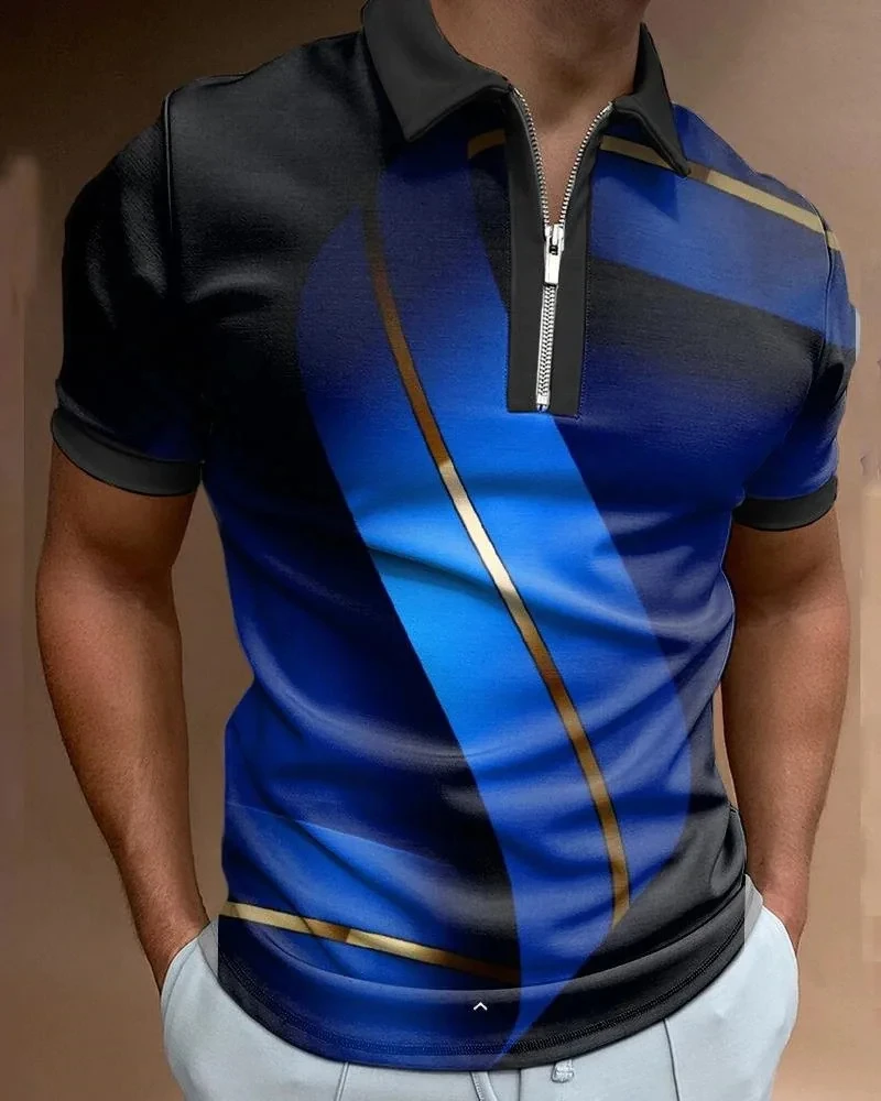Men\'s Striped Polo Shirt Summer Designer Golf Tennis Fashion Casual Streetwear Letter K 3D Printed Tshirts