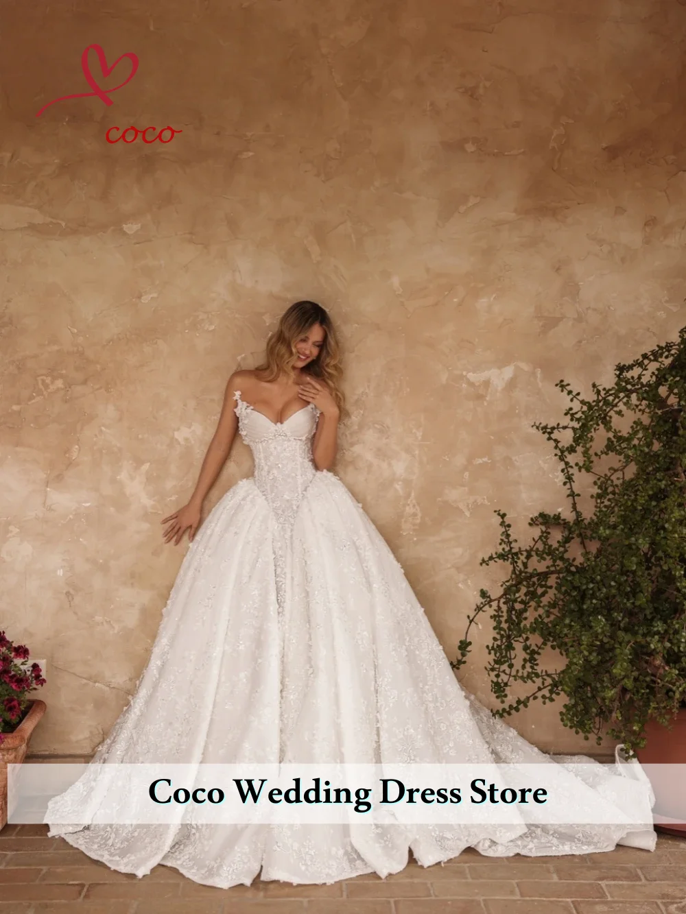 Customized Exquisite Sequined Lace Appliques Wedding Dress V-neck Sleeveless Bridal Gown A-line For Bride Vestido de Noiva