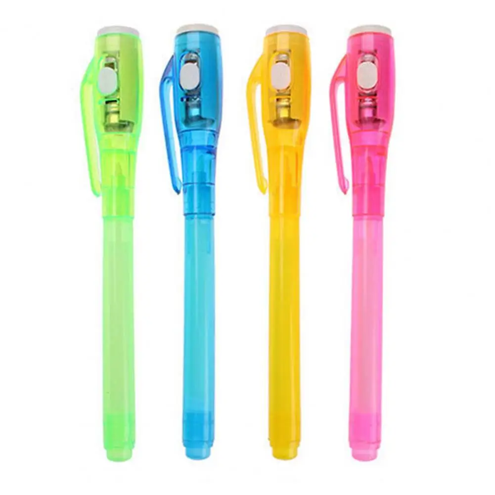 Bolígrafo de tinta Invisible con luz Uv para niños, juego de rotuladores de tinta de 2 piezas para escribir con luz, ideal para fiestas y mensajes secretos