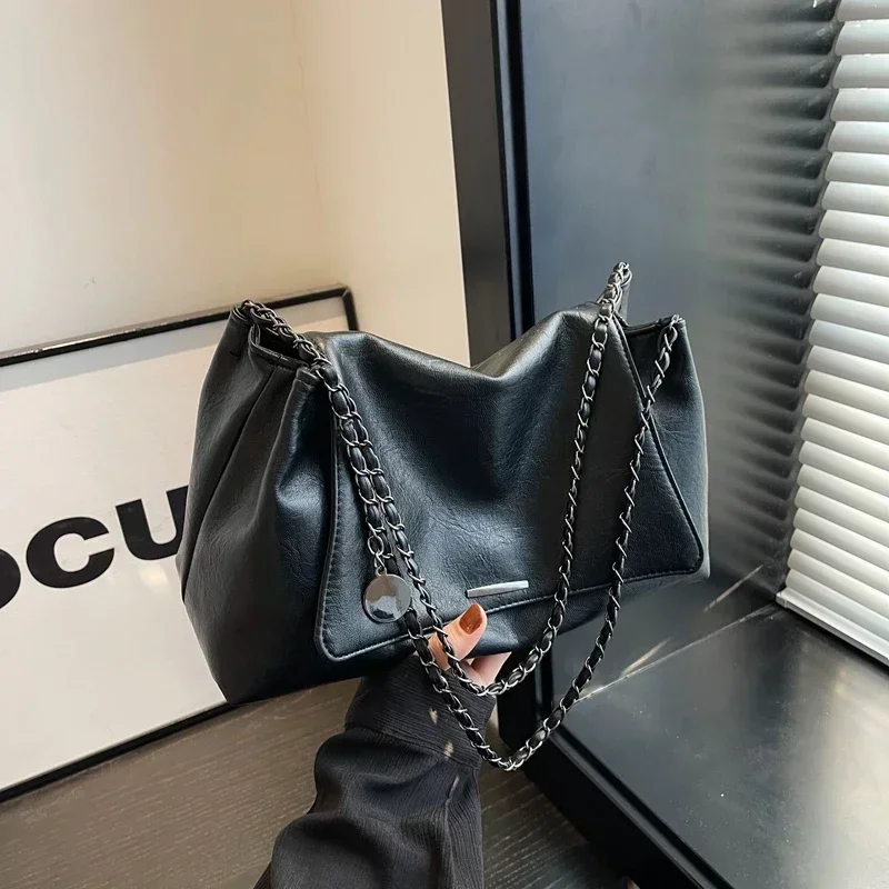 Pure Color PU Magnetic Buckle Women's Tote Bag Fashion Trend Style 2024 Hot High Quality Shoulder Bag Bolsa De Hombro Para Mujer