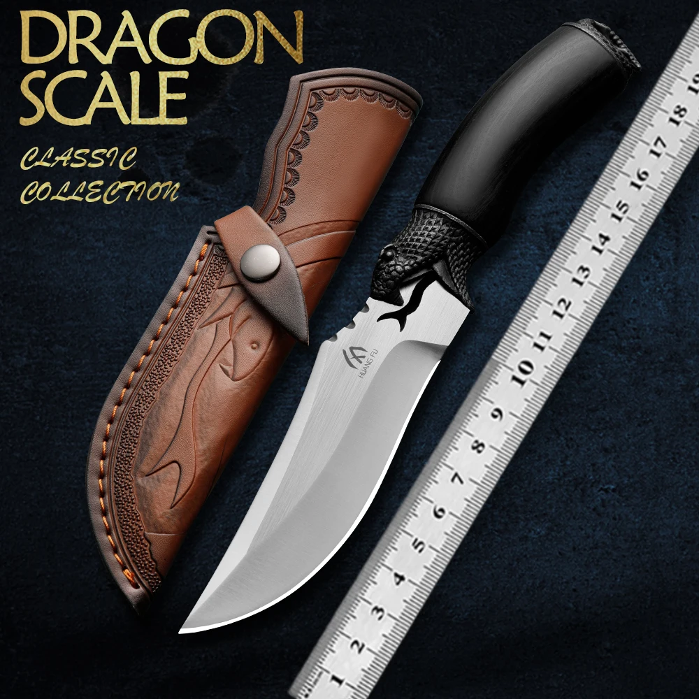 

HUANGFU High quality 7cr13mov steel outdoor knife fixed blade wilderness survival knife men's gift rescue knife hunting knife