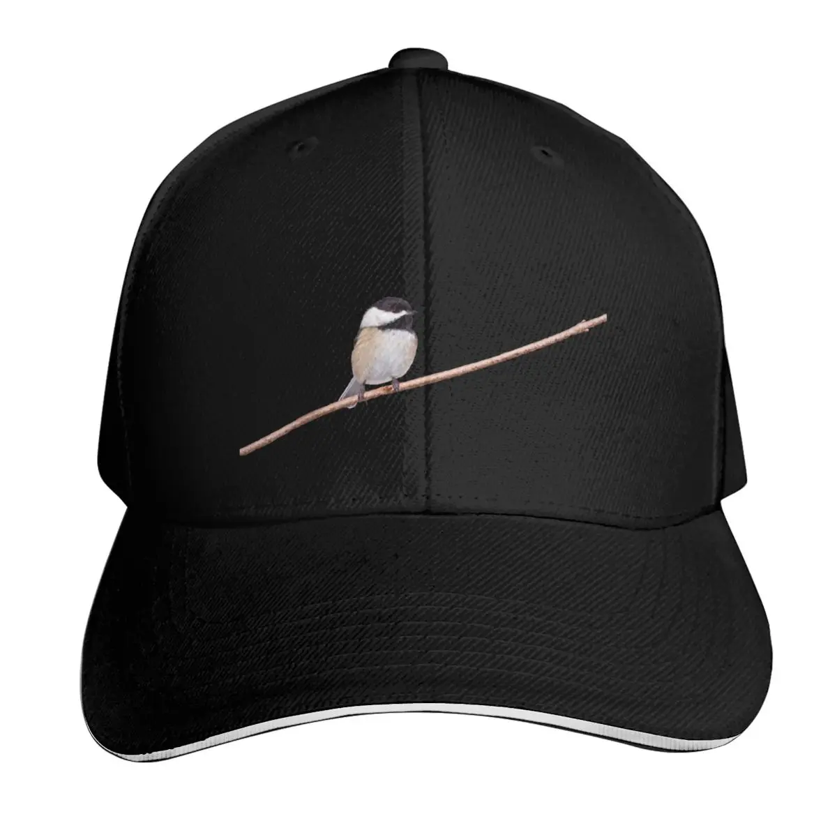 Black capped chickadee bird Baseball Cap Adjustable Buckle Closure Moisture Wicking Quick Dry Curved Brim Classic Fit
