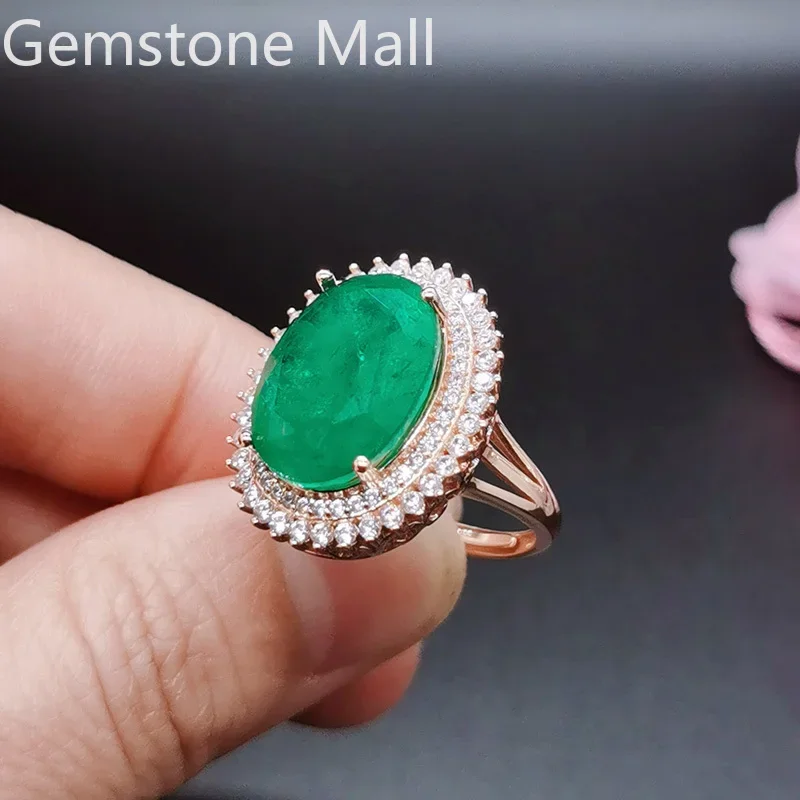 Man Made Emerald Color Crystal Jewelry Set 12*16mm and 13*16mm Lab Created Crystal Ring and Pendant 925 Silver Gemstone Jewelry