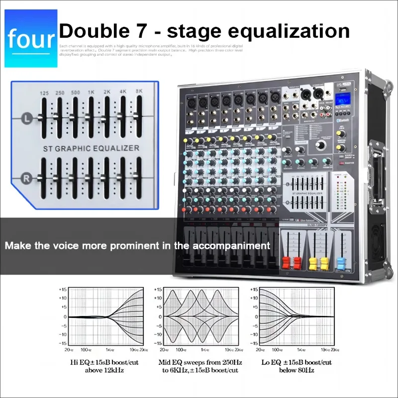 8 Ch annels Active Mixer 600W  Professional Digital Powered Mixing Console