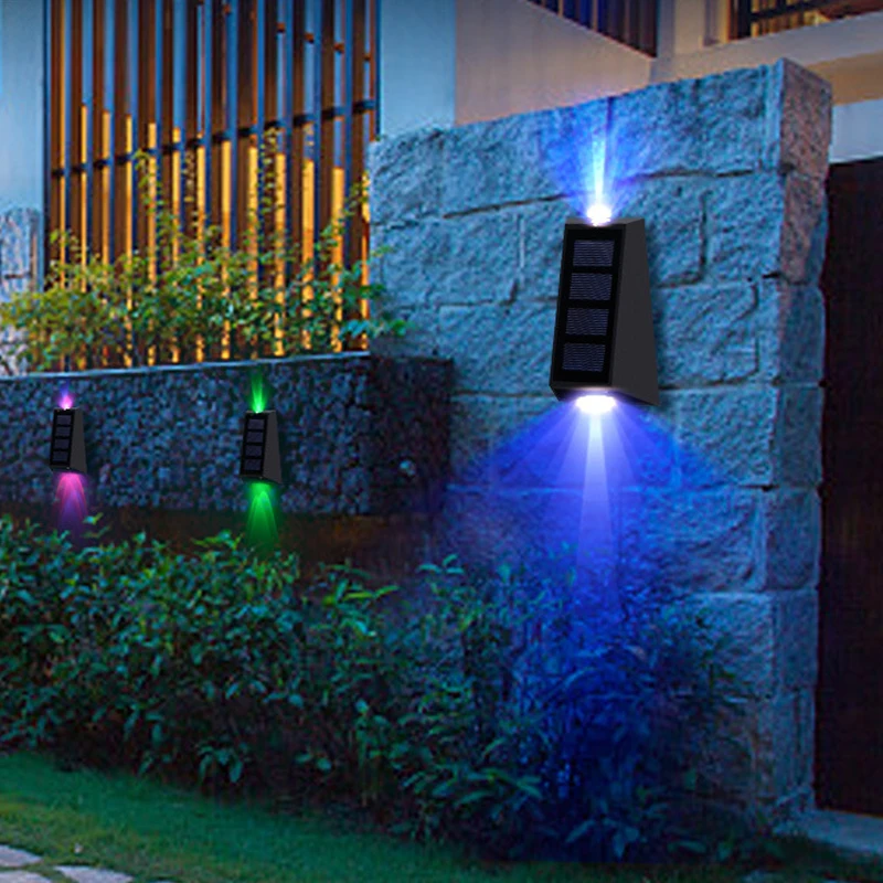 Solar Wall Lights LED Wall Washer Lamp 7 Color Changing Outdoor Waterproof Patio Lights for Backyard Garden Garage Pathway