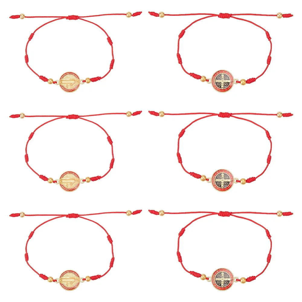 conjunto-de-pulseiras-de-liga-metalica-com-medalha-de-sao-bento-6-pecas-vermelho-diametro-interno-2-1-2~3-1-4-polegadas-65~83-cm