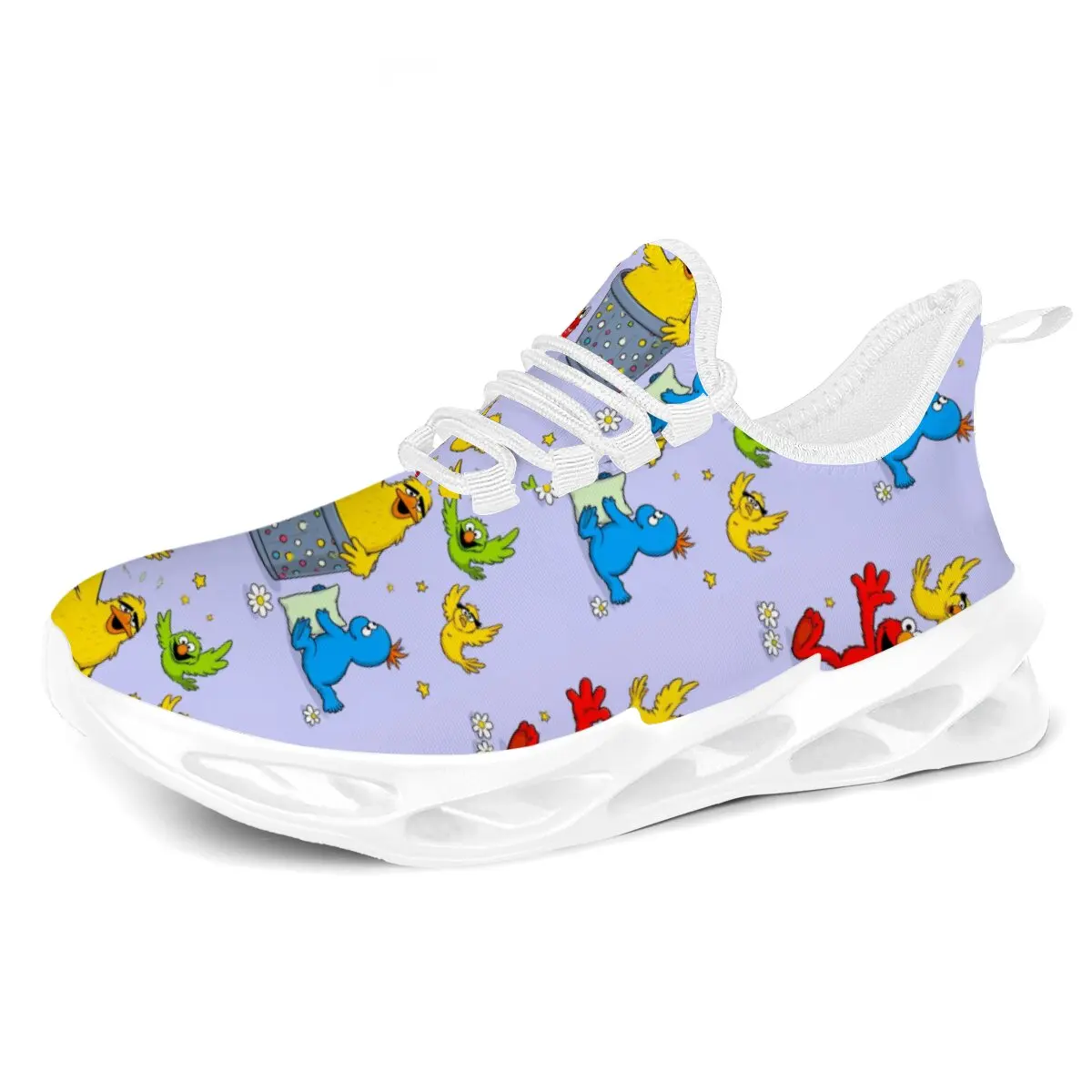 

Floral Cartoon Design Casual Low-top Round-toe Flying Weave Disney Design Lace-up Flat Flat Color-block Strawberry Bear Sneakers