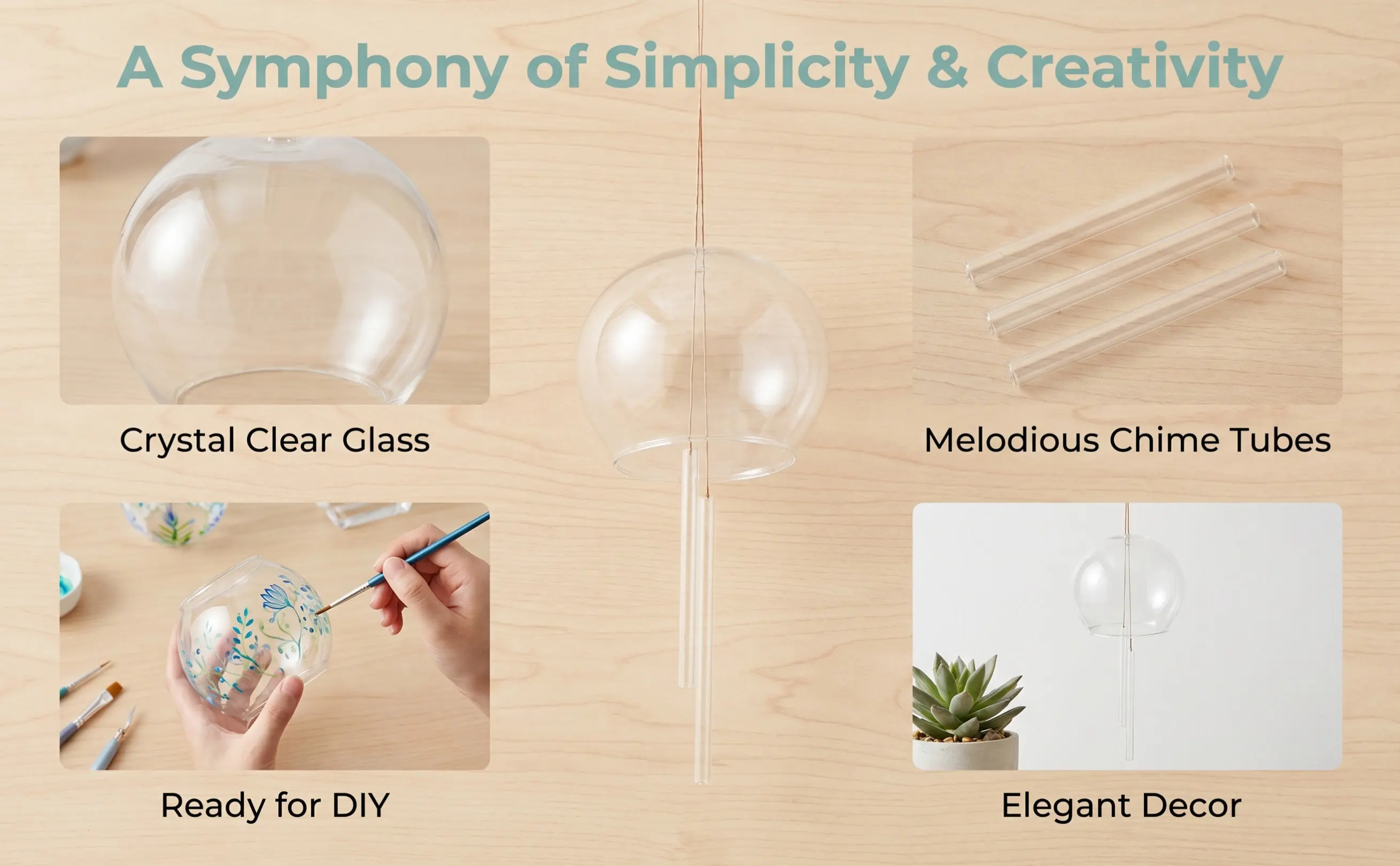 Japanese Glass Wind Chime Craft Kit DIY Transparent Bell Pendant for Garden Patio Window Asian Decor Wind Chime Ornament