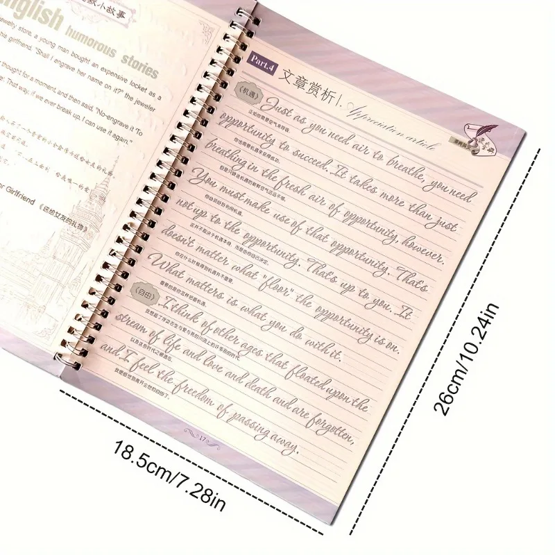 Reusable English Grooved Font Calligraphy Learning Book Letter Word Handwriting Practice CopyBook with Magic Pen