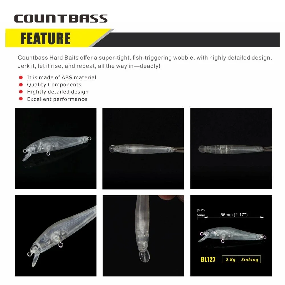 Countbass 10Pcs Blank Hard Bait Bodies, 55mm/2.2\