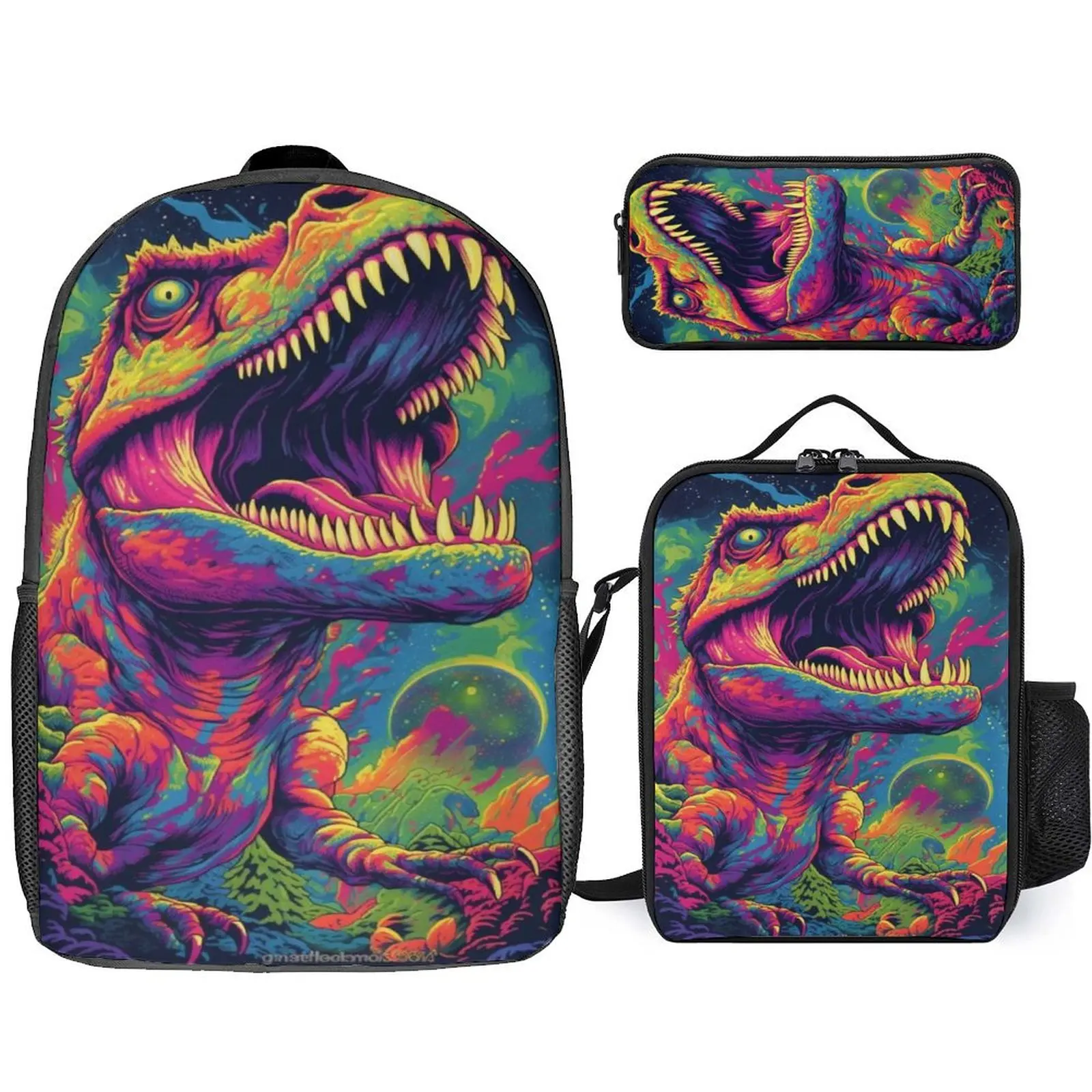 

Boys Girls Cartoon Dinosaur 3d Printed Schoolbag Custom Cute Meal Bag Pen Bag Large Capacity Computer Bag Back-To-School Season