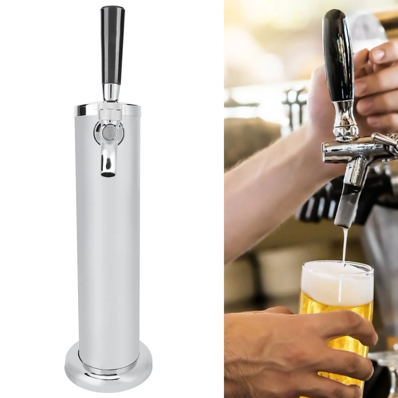 Stainless Steel Beer Draft Stainless Steel Beer Draft Tower with Single Faucet Dispenser Home Brewing Equipment