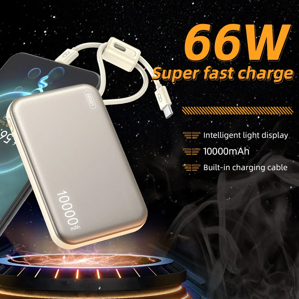 Power Bank 10000mAh Fast Charging Powerbank Rechargeable Batteries Built in Cables Portable Battery Charger For iPhone 14 Huawei