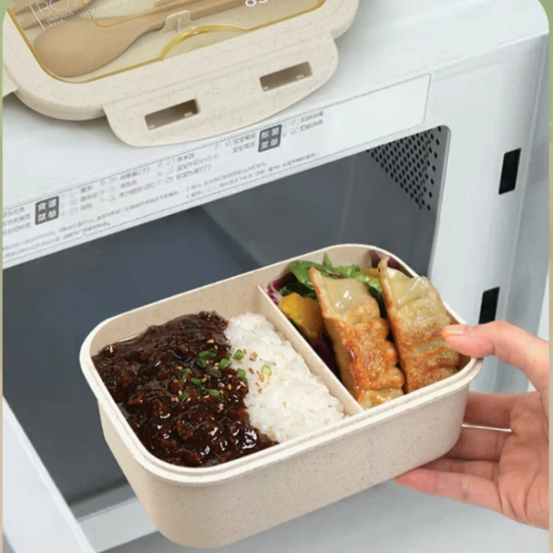 Lunch Box diviso da 850 ml Bento Box portatile per microonde di grande capacità con forchetta e cucchiaio Contenitore per alimenti per il campeggio