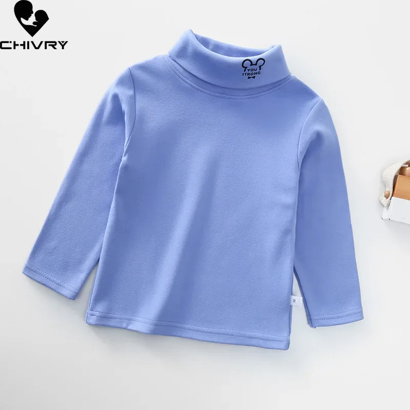 Kids T-Shirts New 2024 Spring Autumn Boys Girls Kids Fashion Solid T Shirt Tops Children Turtleneck Long Sleeve Casual T-shirts