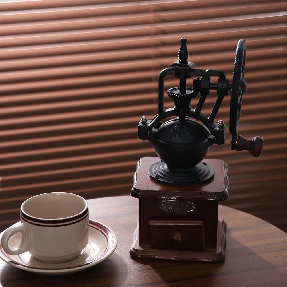 

Hand Cranked Vintage Coffee Bean Grinder Manual Wood Coffee Mill Burr Ceramic Grinding Core European Style