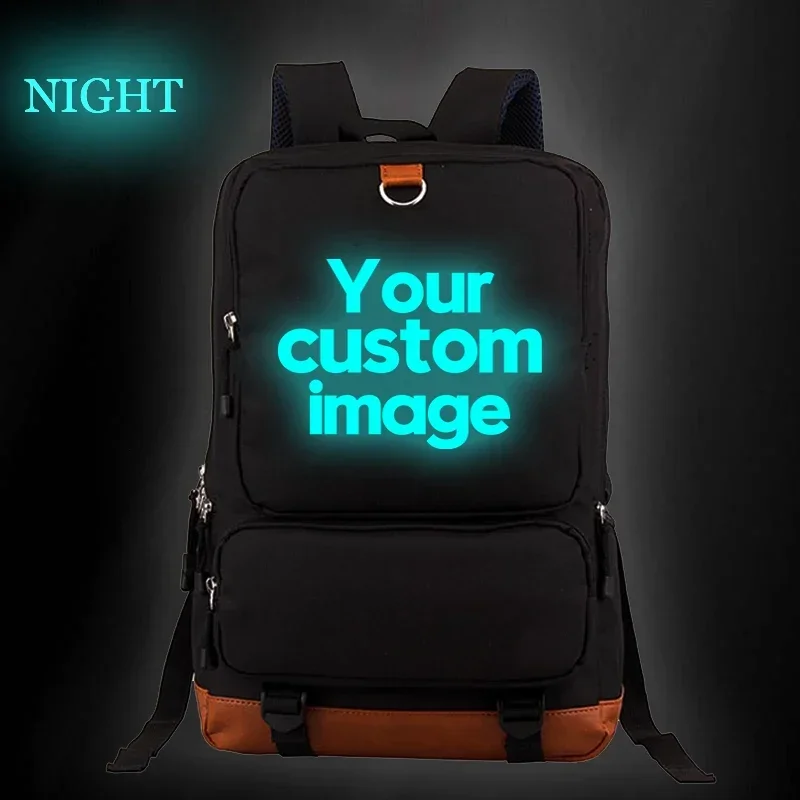 Customize Your Logo Name Image Backpack School Bags for Teenagers Girls Boys Harajuku Custom Diy Luminous Backpacks Rucksack