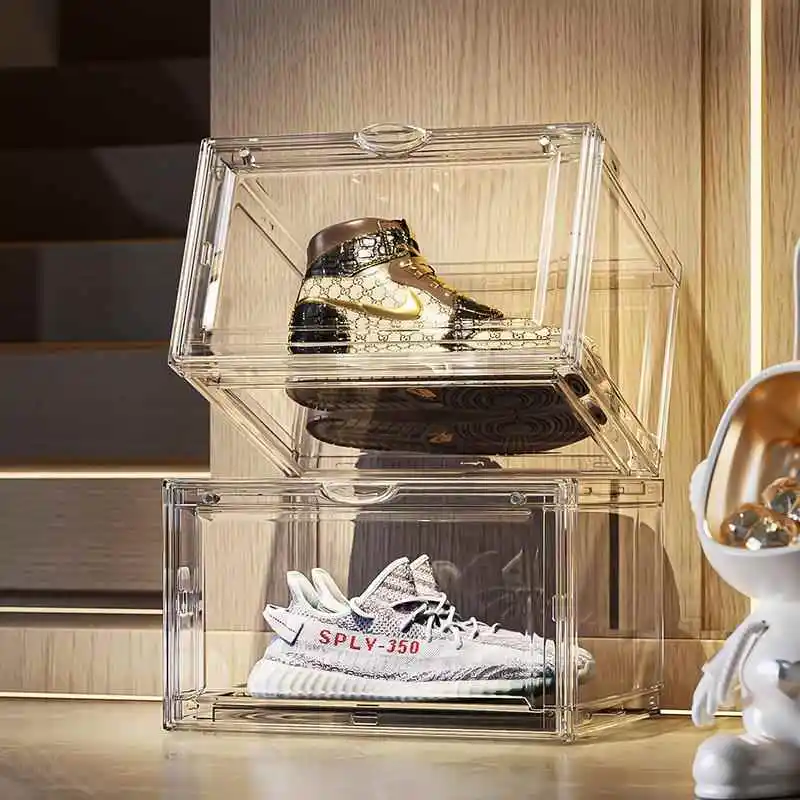 Transparent Acrylic Shoe Box Drawer Style Storage Cabinet Organizer for Sneakers And Shoes Space Saving Plastic Shoe Box