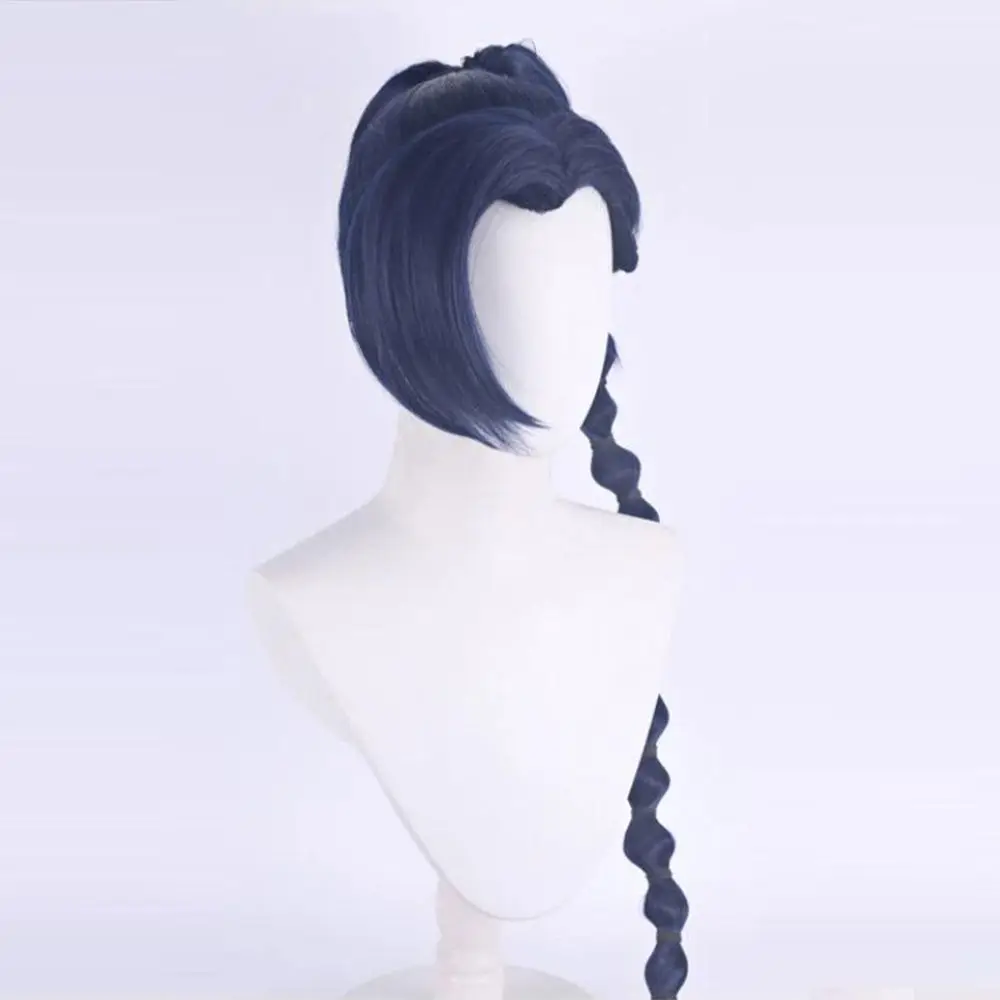 Peluca de cosplay de anime azul negro para Mei Shisan, peluca completa de personaje asesino de siete estilos tijera