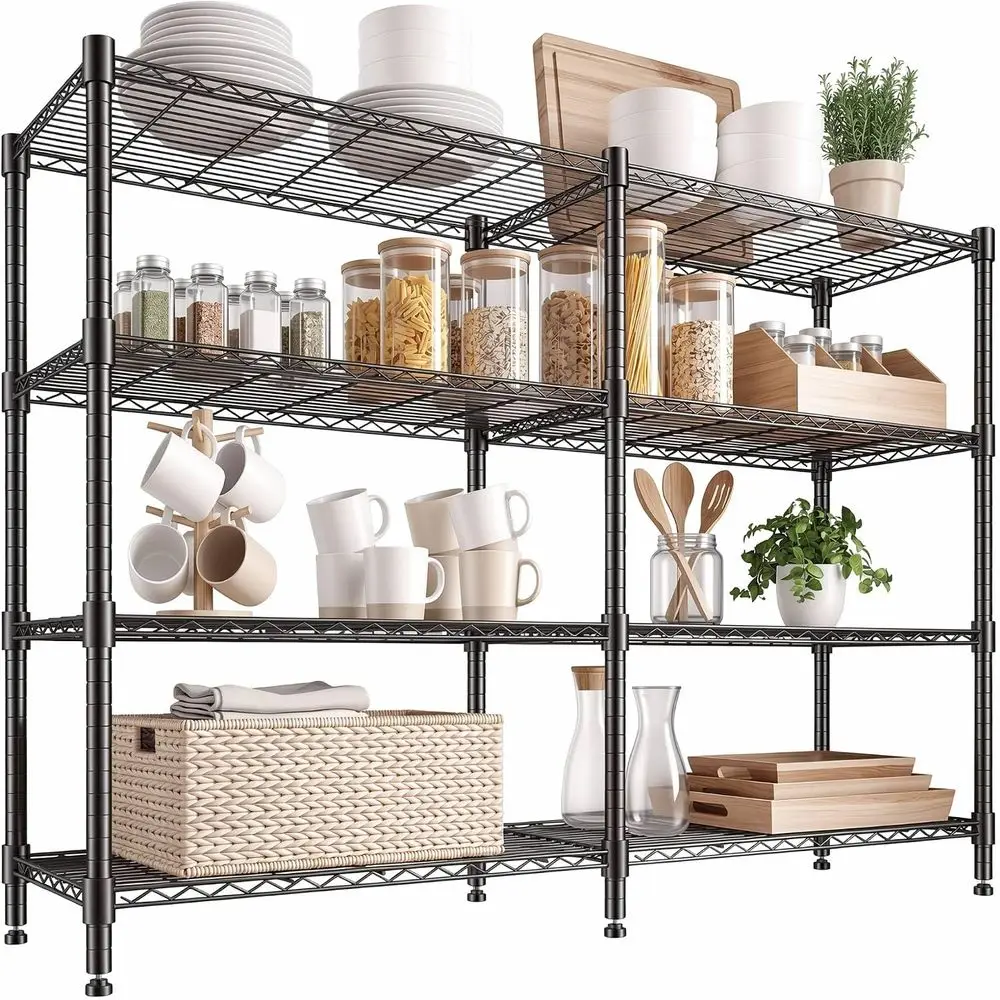Homdox 4-Tier Adjustable Metal Storage Shelves, Space-Saving Rack or Kitchen, Pantry, Oice, Garage, Books & Plants, 18