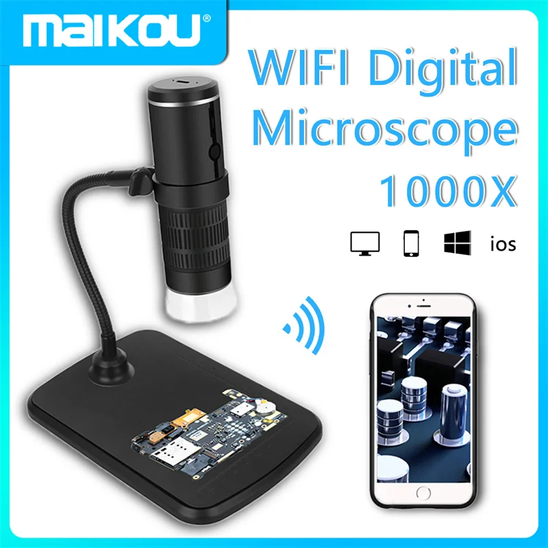 

WiFi Digital Microscope HD1080P 1000X USB Microscope 8 LED Wireless Portable Electronic Magnifier Camera for IPhone iPad PC