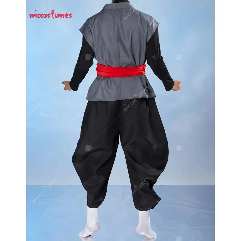 Miccostumes Men's Kung Fu Suit With Earrings Anime Black Cosplay Costume Halloween