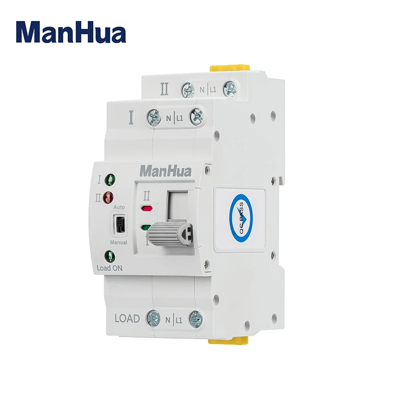 ManHua MES1-63NS ATS Din Rail Dual Power Automatic Transfer Switch with Voltage Protection 2P 63A 220V Uninterrupted Power