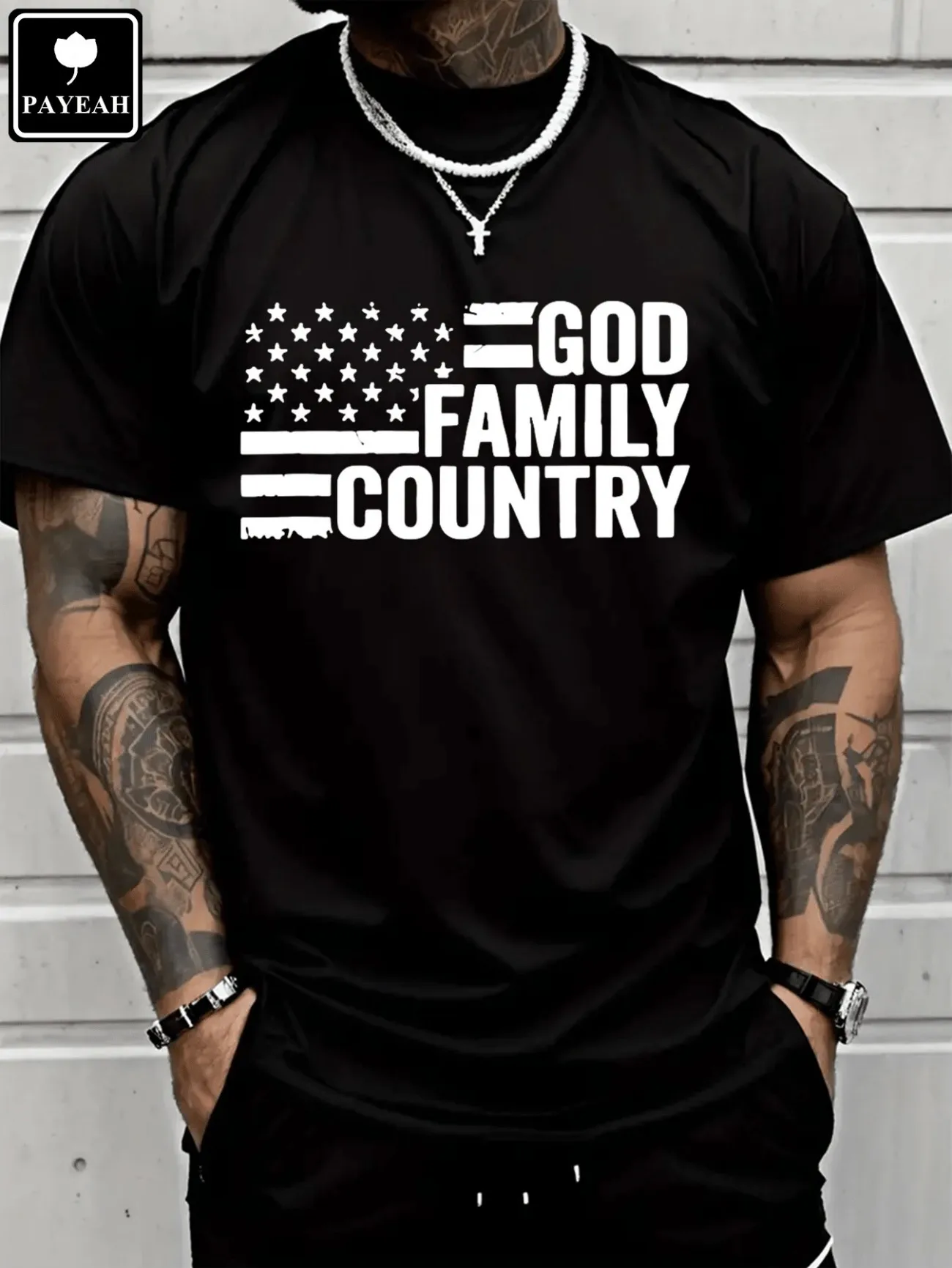 PAYEAH God Family Country Conservative Shirt T-shirt 100% coton lourd