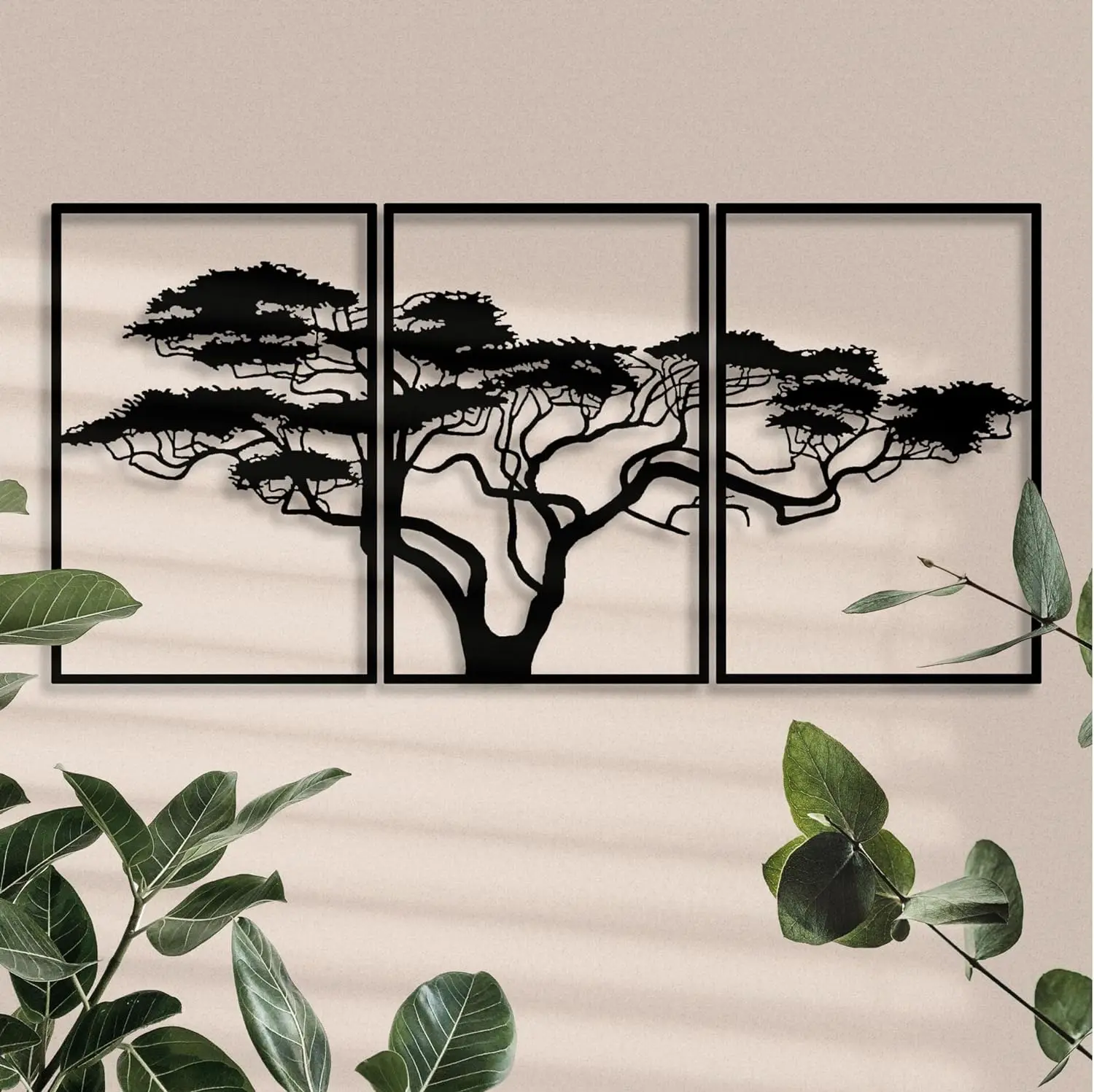 Hello Young 3pcs Black Metal home Art Decor Tree Of Life Metal Tree Art Sign Metal Wall Decoration Housewarming Gift Wall Hangin