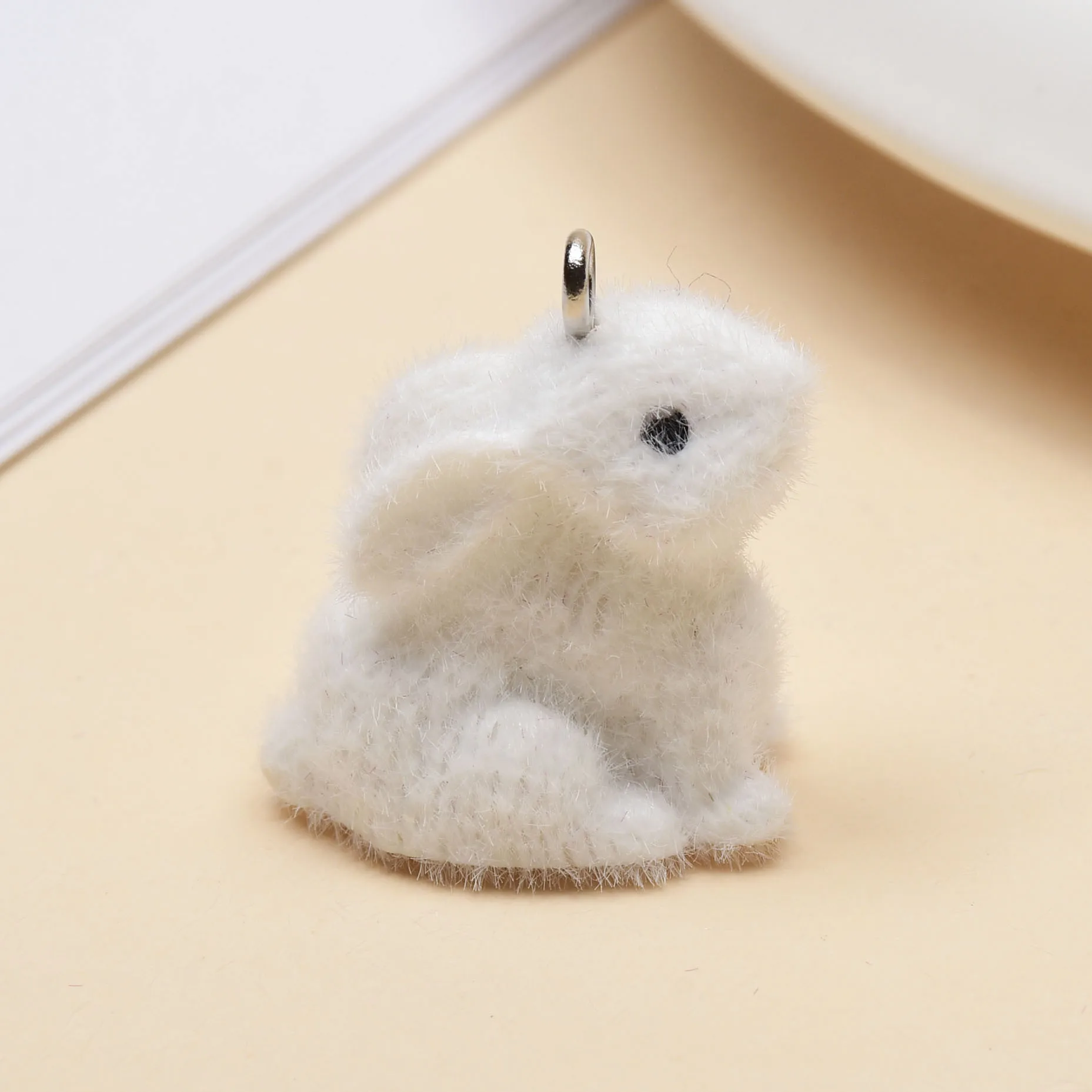 20pcs Flocking resin cute rabbit Charms cartoon Animal dolls pendant for Necklace keychain diy Handmade jewelry wholesale