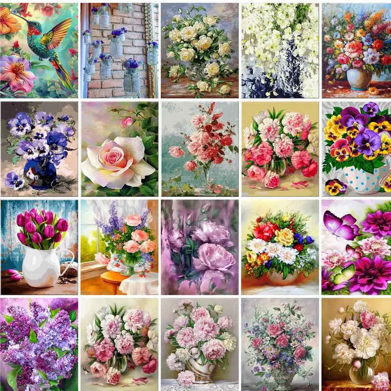 

GATYZTORY 60x75cm Painting by numbers Handpainted Colorful Flowers DIY Frame Paint by numbers Adults Crafts Home decor Diy Ideas