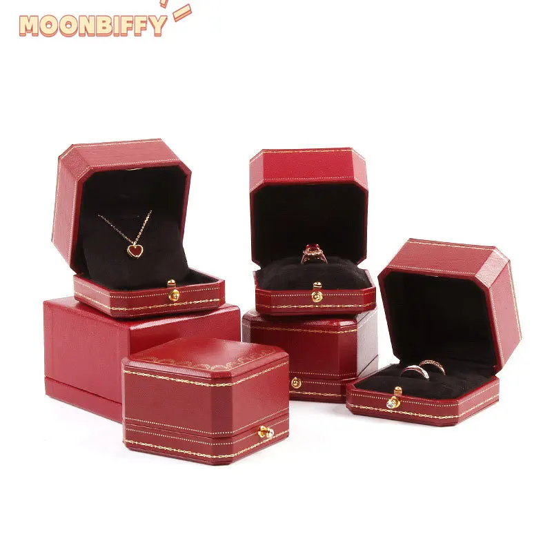 Classic Jewellery Wedding Double Ring Box Luxury Jewelry Gift Packaging Necklace Pendant Display Case Jewelry Packaging