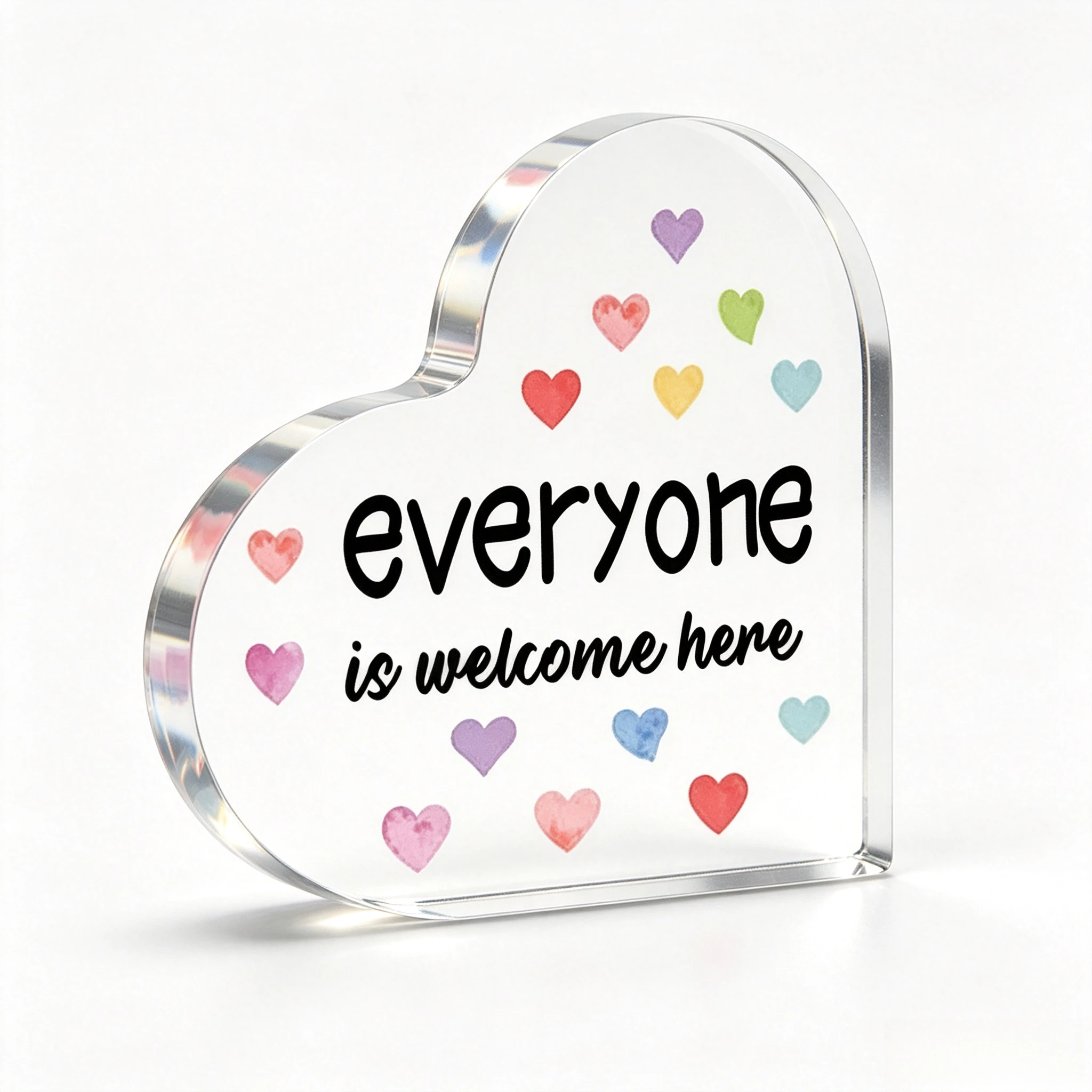 Everyone Is Welcome Here Heart‑Shape Acrylic Keepsake Plaque Desktop Display Welcoming Home Gift