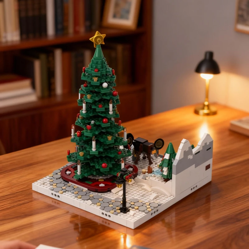 1514pcs MOC Winter Village Display Set Seasonal Model Building Blocks Small Decor, Home Decor Bookshelf Display Gift For Adults