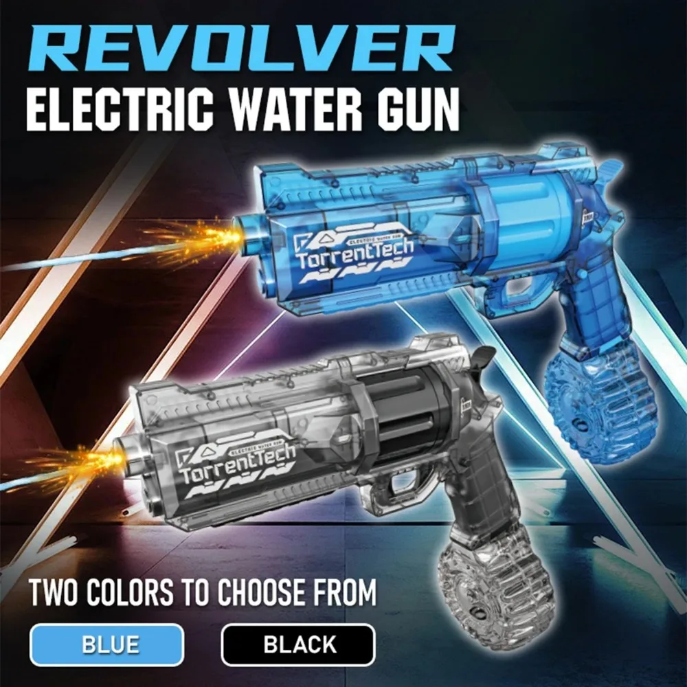 

Revolver Electric Water Gun High Capacity Gun with LED Muzzle Flash Summer Outdoor Beach Swimming Pool Water Blasters Toy