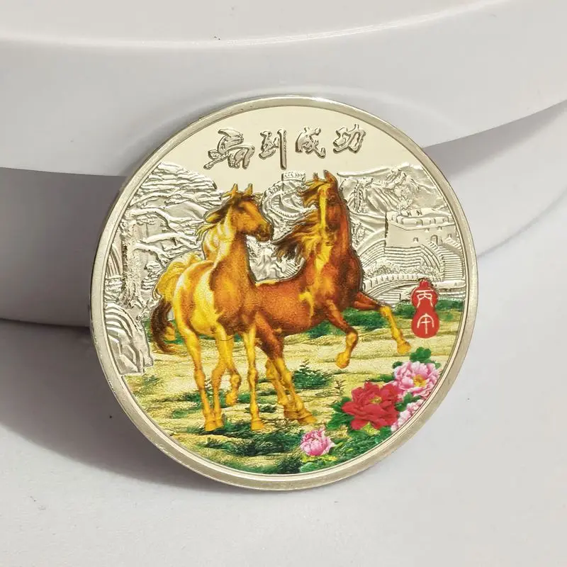 2026 سنة الحصان 40 مللي متر الذهب والفضة عملة تذكارية زودياك الحيوان الميمون تذكار السنة الجديدة #1